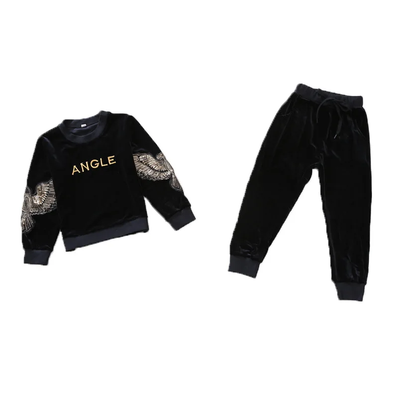 

Girls 2021 autumn wear the new suit pleuche leisure two-piece han edition dress tide cuhk TongChun color letters