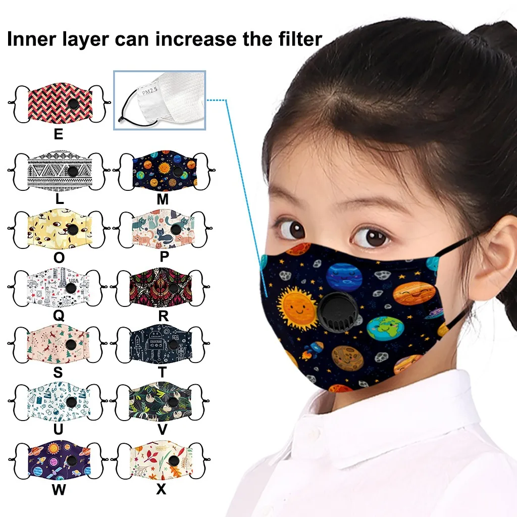 Детские маски с принтом Регулируемые Многоразовые Дышащие безопасной защитой