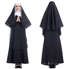 Черная Маскировка для женщин, косплей, Хэллоуин, карнавал, вечеривечерние, выступление, монастырь, Мария, средневековый, костюмы монахини