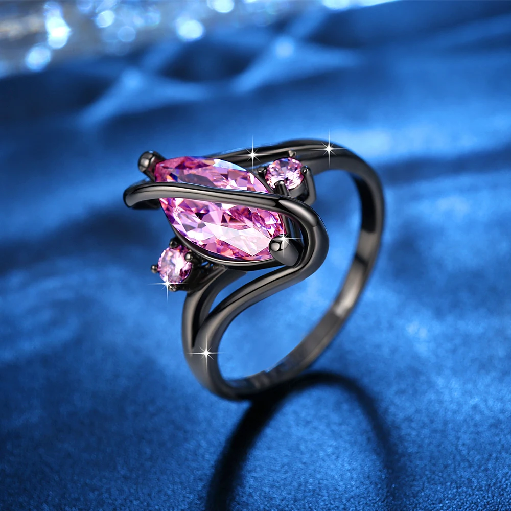 Женское кольцо розовое синее черное Золотое конский глаз Обручальное ювелирное