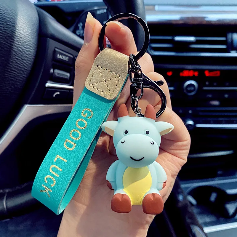 

New Creative Silicone Animal Nordic Calf Keychains Personality Cartoon Cute Car Key Chain Ring Bag Pendant Children Toys Keyring