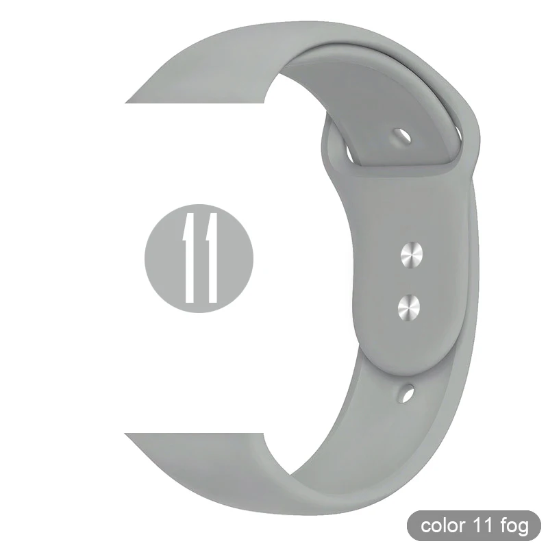 Мягкий силиконовый спортивный ремешок для Apple Watch 5 4 3 2 1 38 мм 42 мм, резиновый ремешок для часов Iwatch series 5 4 40 мм 44 мм - Цвет ремешка: 11 Fog