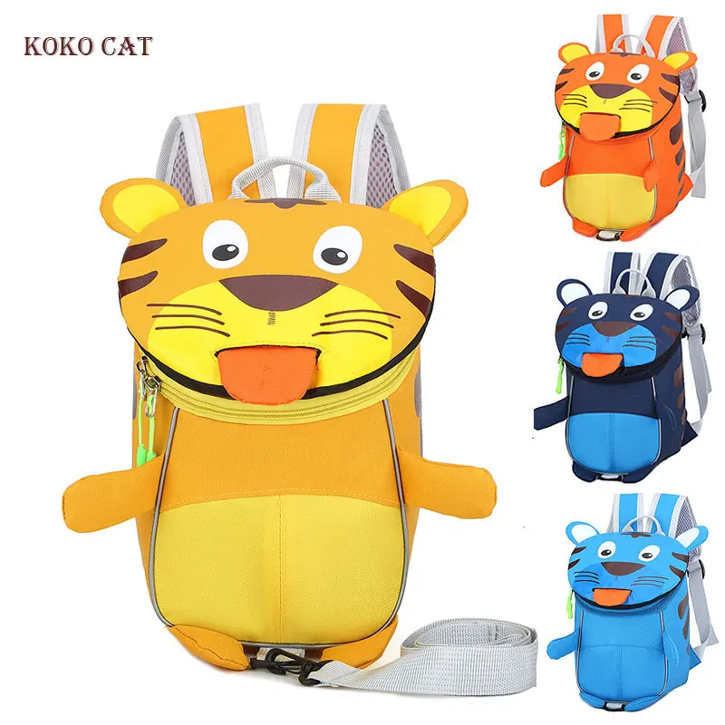 Детская сумка с 3D тигром для девочек и мальчиков, школьные ранцы, милые Водонепроницаемые рюкзаки с защитой от потери для детского сада