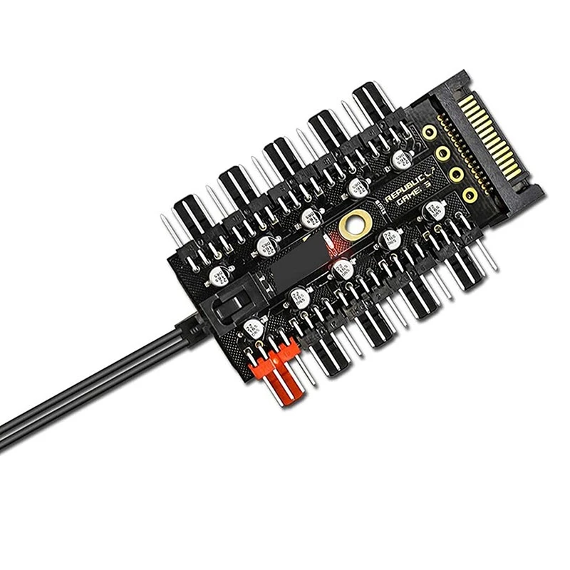 

2Pcs Fan Hub CPU Heat Sink 10-Port 12V SATA to Fan Header with 4Pin PWM Controller PSU Dedicated Power Supply Connection