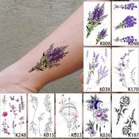 9pcslot waterproof temporary tattoo sticker lavender rose plant flower flash tatto woman girl kid wrist arm body art fake tatoo