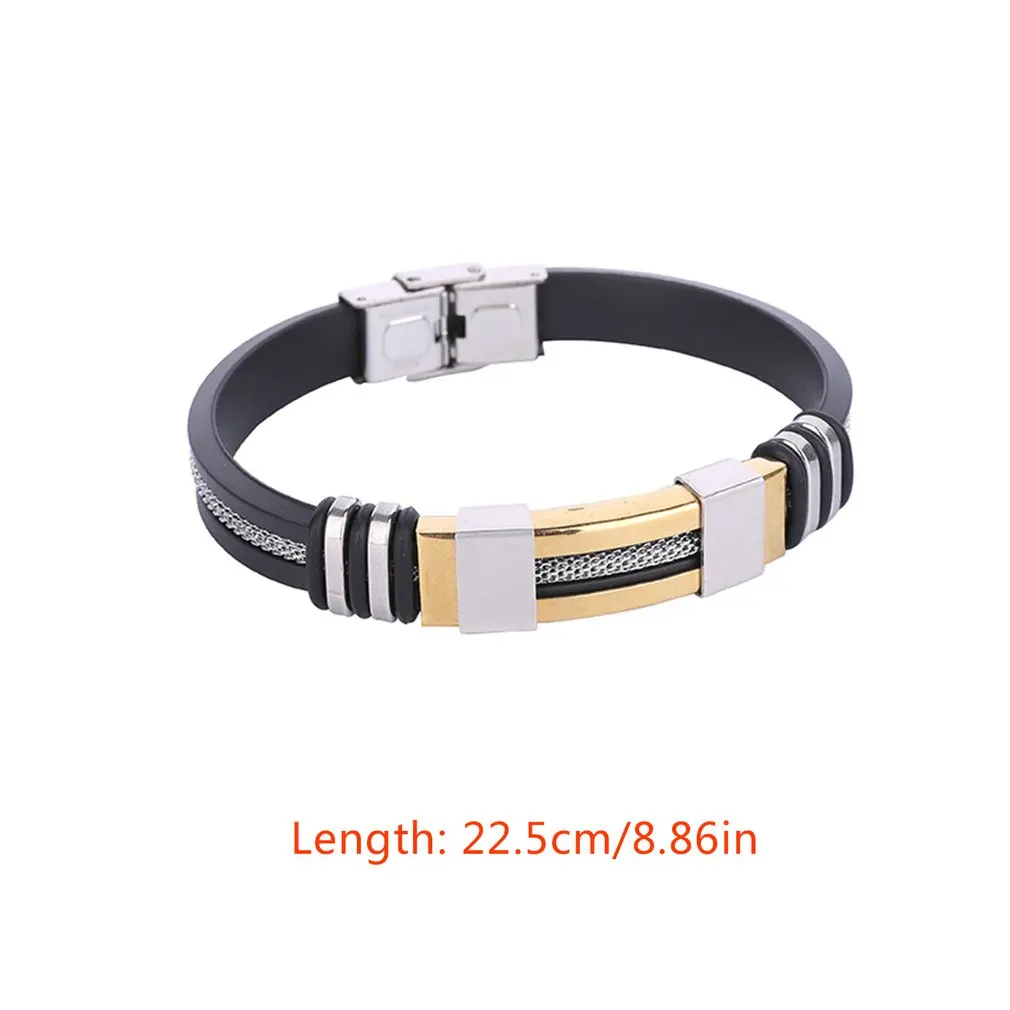 

Men Bracelet Y168 Male Bracelets Exquisite Boy Chain Universal Silicone Stainless Steel Men Bracelet Eye-Catching Men Ornaments