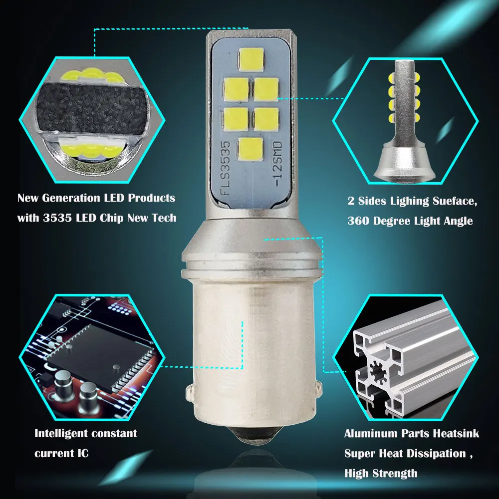10 шт. автомобильные светодиодсветодиодный лампы 1156 BAU15S PY21W BA15S P21W 12SMD