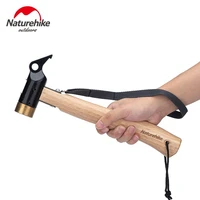 naturehike outdoor camping copper hammer tent tarp nails pegs hammer wooden handle outdoor multifunctional tools