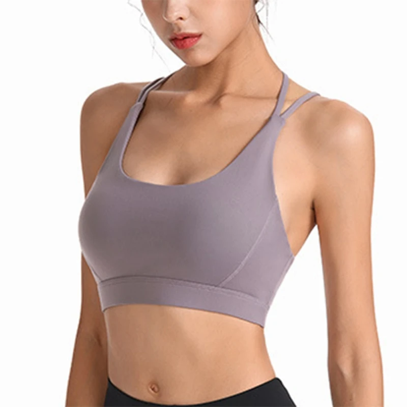 

Спортивный бюстгальтер с вырезами на спине для фитнеса, йоги, противоударный дышащий Топ, Сексуальная Спортивная одежда для бега, тренирово...