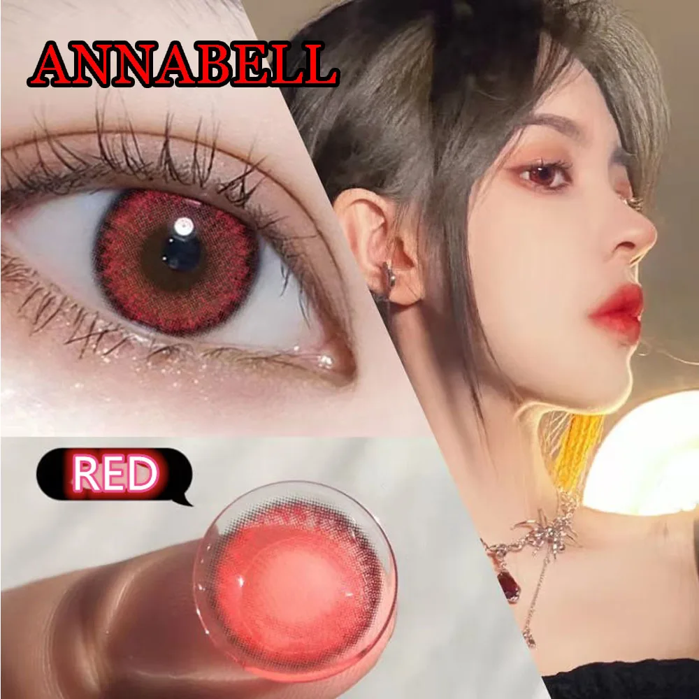 

Red Zombie 14.20mm Halloween Contacts Lenses Color Fancy Anime Eyes Makeup Annabell lentes de contacto