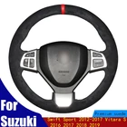 DIY чехол рулевого колеса автомобиля черная замша красный маркер для Suzuki Swift Sport 2012-2017 Vitara S 2016 2017 2018 2019