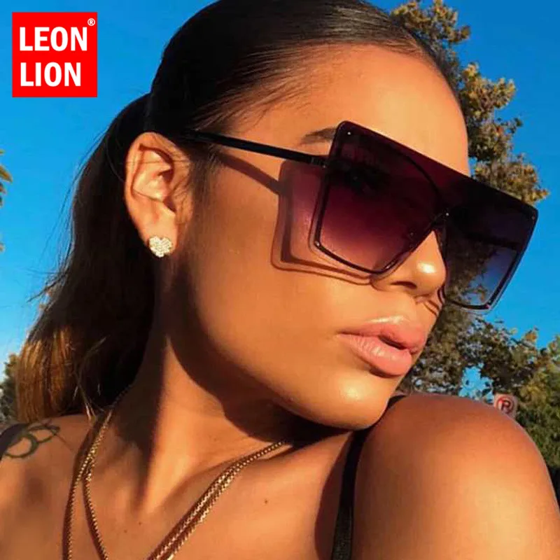 

LeonLion Oversized Retro Sunglasses Women Square Women Eyeglasses Brand Designer Glasses For Women Mirror Oculos De Sol Feminino