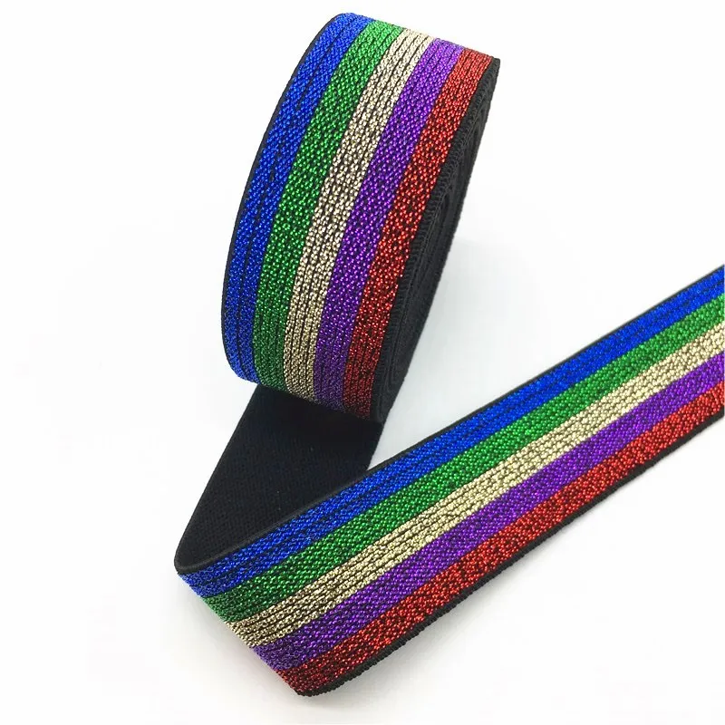 Цветная блестящая эластичная повязка 25 мм высококачественные нейлоновые мягкие