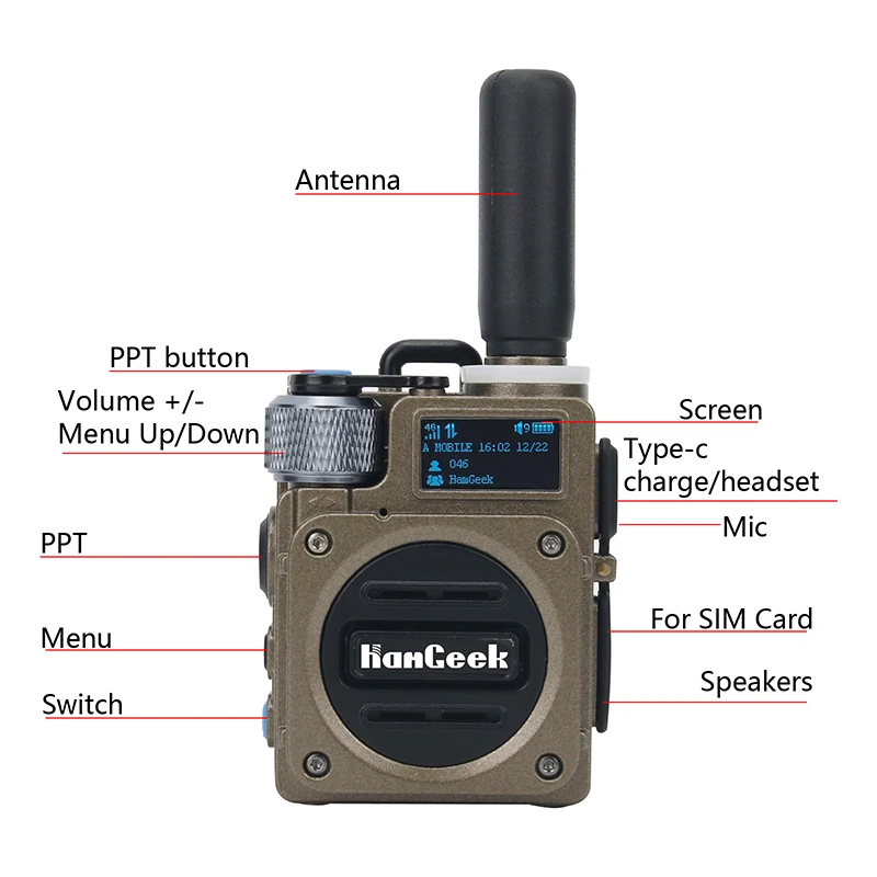 HamGeek G6 Original PTT Radio 4G Walkie Talkie 10W 5000KM 400-470MHz With Earbuds 1 Year Free PPT Account For Nokia