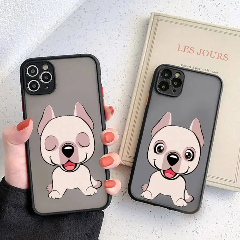 

Dog Appearance Cartoon Style Phone Case Black Transparent Matte For IPhone 7 8 11 12 S Mini Pro X XS XR MAX Plus Cover Shell