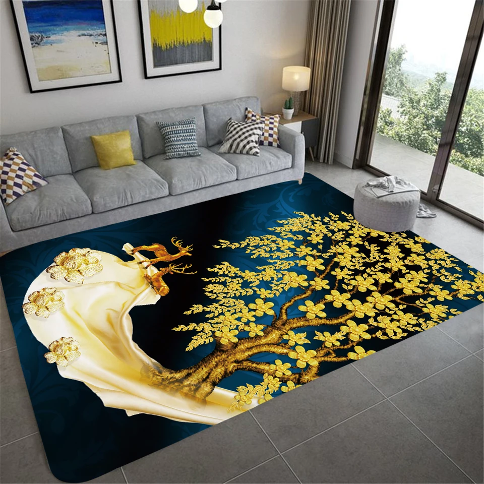 

The Running of The Deer Golden Mat Rug Carpet Anti-Slip Bedroom Entrance Door Mat Deer Doe Stag Faun Myth Fairytale Medieval