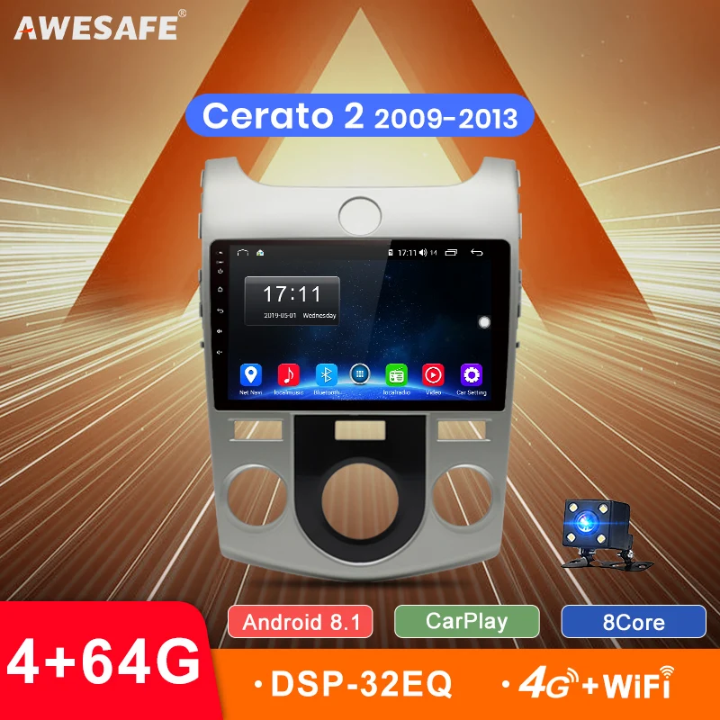 AWESAFE Android 8 1 9 'ɴG + 64G CarPlay DSP автомобильный Радио Мультимедиа Стерео Аудио плеер