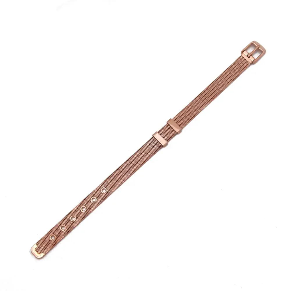 SANSHOOR Hot Selling Regular size 21cm*10mm silver plated Gold Rose Stainless Steel Mesh Bracelet For DIY Charms Bands | Украшения и