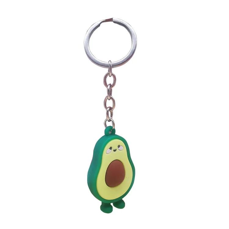 

100Pcs/Lot Free Shipping Avocado Keychains Lovely Creative Fruit Bag Change Pvc Soft Silica Bags Pendant Small Gifts