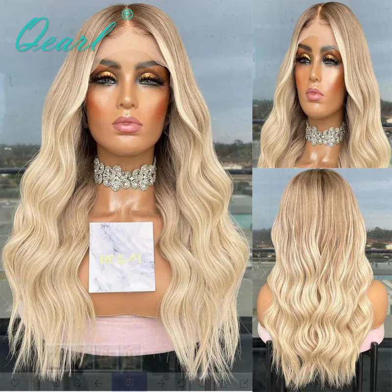 

Wigs for Women Human Hair 13x4/13x6 Lace Front Wig Warm Honey Blonde Balayage Brazilian Remy Hair Loose Wave 150% Long Wig Qearl