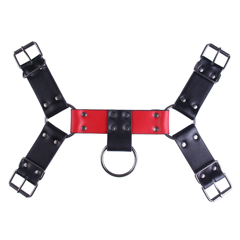 Красный регулируемый сексуальный бондаж для мужчин фетиш кожаная портупея