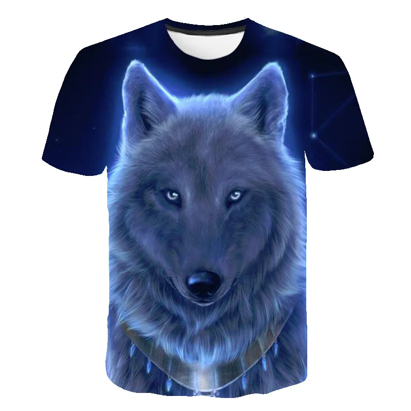 

Summer Fashion T-Shirt Boy Wear Round Collars Short Sleeved T-Shirt Top Fun Animal Girl Clothing Casual Wolf 3D Printed T-Shirt