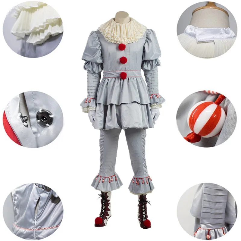 Костюм клоуна Stephen King PennyWise Back Soul костюм на Хэллоуин для взрослых ужасный маска