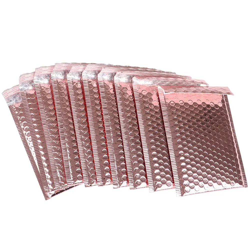 

20pcs Rose Gold Bubble Envelope for Gift Packaging Foam Foil Shipping Mailing Bag Bubble Mailer Envelopes Plastic Package Pouch