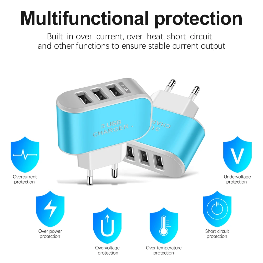 Настенное зарядное устройство с 3 USB-портами 5 В 1 А | Мобильные телефоны и