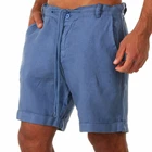 Шорты мужские спортивные на шнуровке, однотонные повседневные штаны из хлопка и льна, штаны для фитнеса, лето 2021