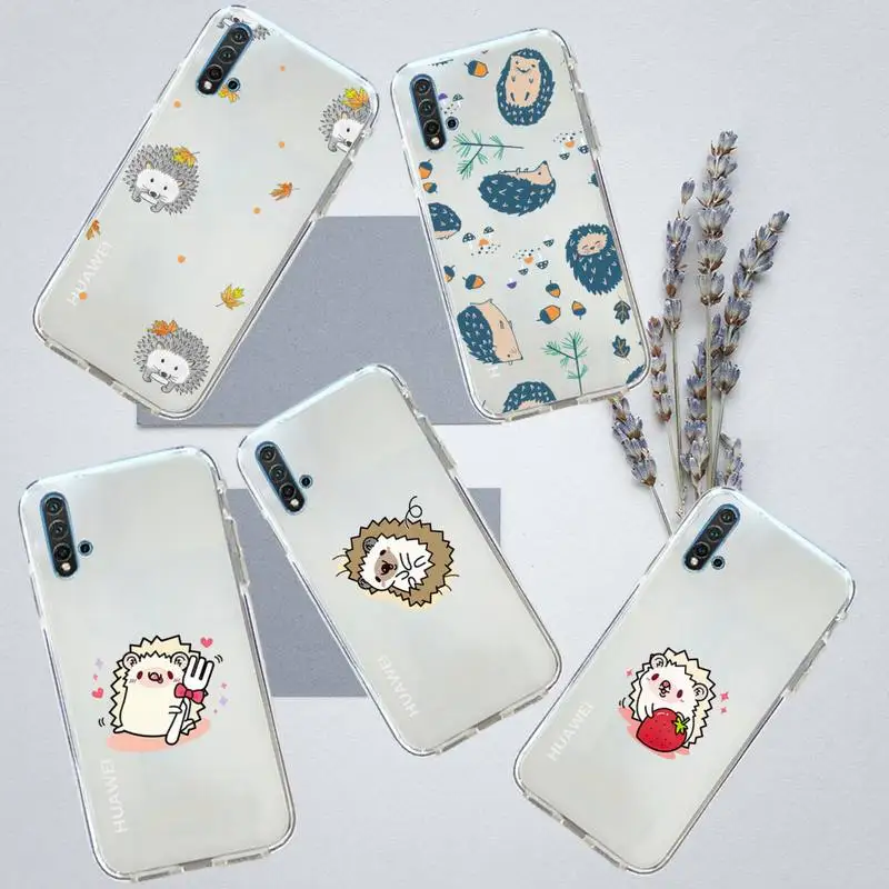 

cartoon hedgehog Animal cute Phone Case Transparent for Huawei honor P mate Y 20 30 40 10 8 5 6 7 9 i x c pro lite prime smart