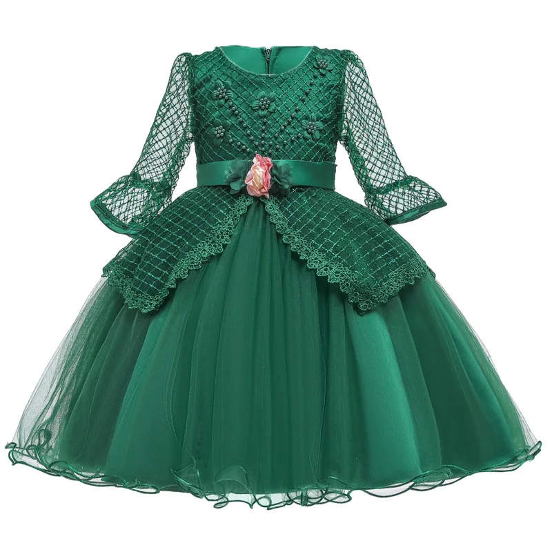Vestido infantil/зимнее детское платье; платье принцессы с жемчужинами для девочек; свадебное платье с цветочным узором для девочек; Детские платья для девочек; праздничное платье