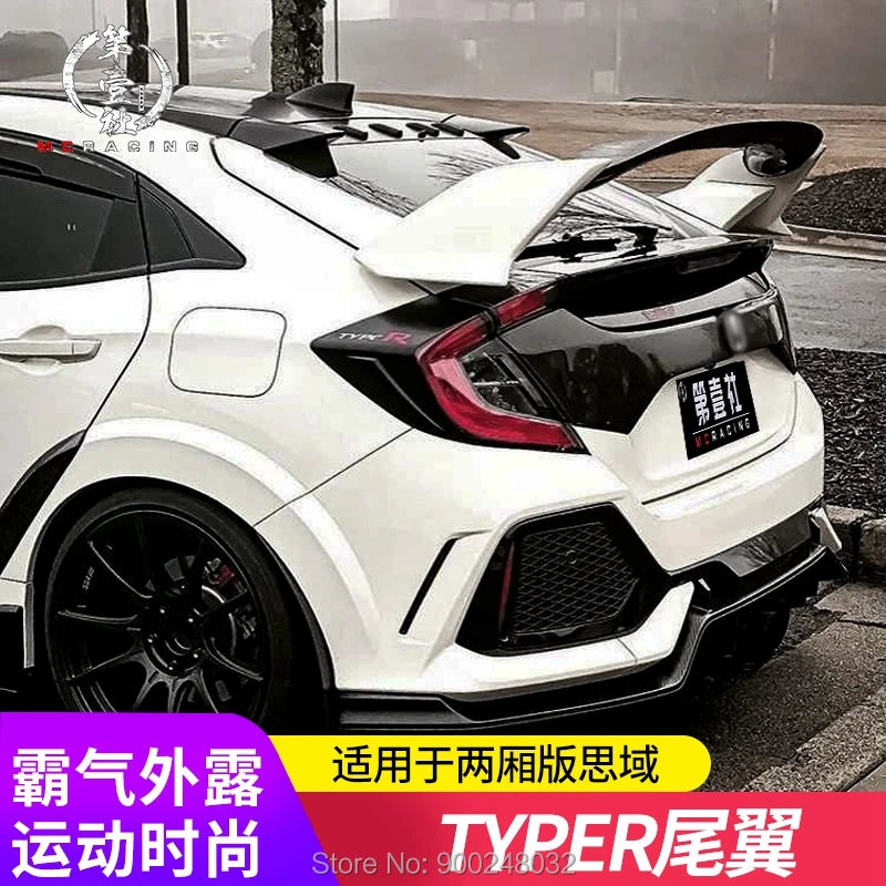 

Для Honda Civic FK7 украшение в виде хвостового крыла ABS пластик Неокрашенный задний спойлер на крыло, крышу багажник крышка багажника автомобильный Стайлинг