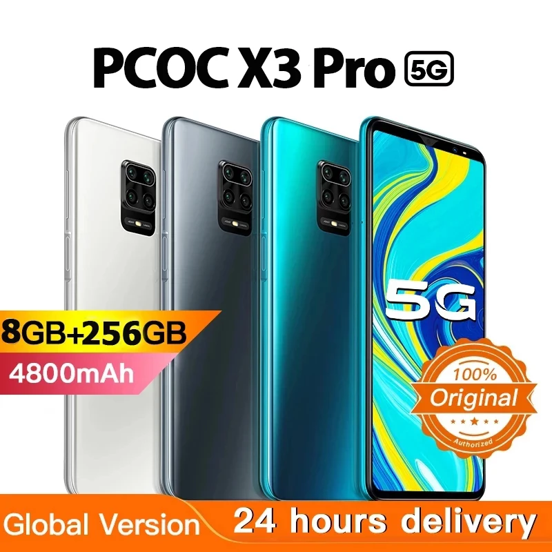 

Global Version PCOC X3 Pro 6.1inch Smartphones 8GB+256GB Mobile Phones Andorid 10 Phone Cellphones Face ID Dual SIM Celular