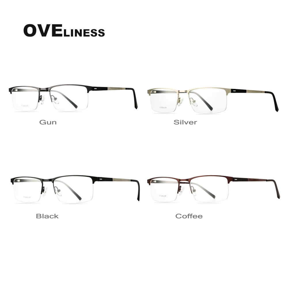 2020 Titanium Alloy eyeglasses Men Glasses Frame Male eyewear Myopia Prescription Computer Transparent Half Metal Eye | Аксессуары для