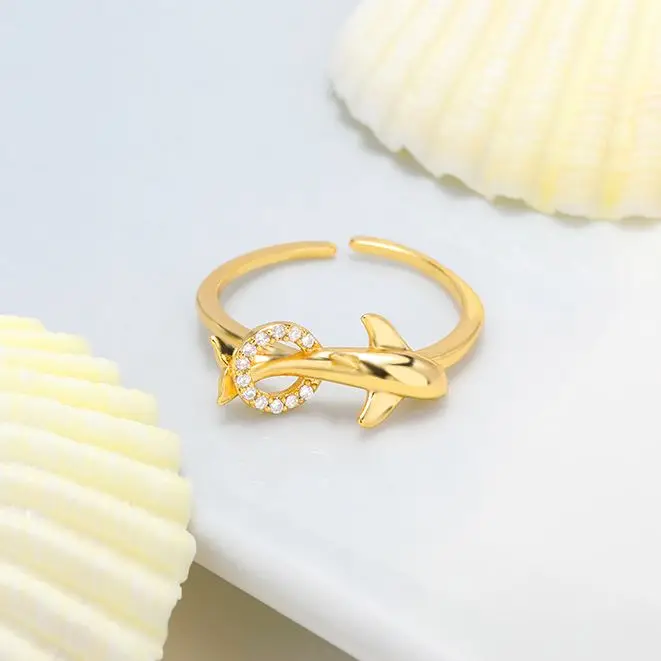 

Cute Dolphin Silver Color Adjustable Rings for Women Fashion Girl Party Charm Female Engagement 2021 Bague Femme Jewelry