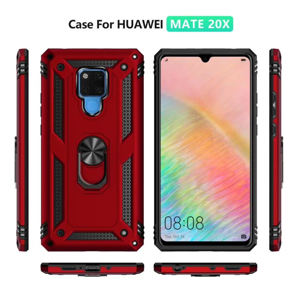 Luxury Shockproof Car Holder Ring Magnet Case On The For Huawei Mate 20X Bumper 20 X 5G Soft Protector Cover | Мобильные телефоны и