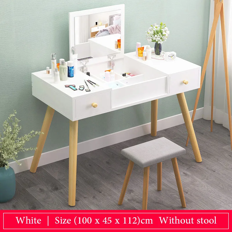 100cm-white Комоды деревянное зеркало туалетный столик косметическое хранение Органайзер шкаф простой тщеславие Мода для мебели спальни - Цвет: 100cm-white