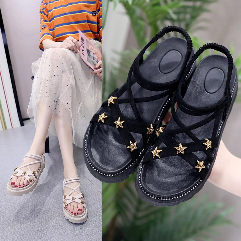 

Women's Gladiator Sandal Woman Platform Wedge Cross Tied Casual Shoe Summer Sexy Lady Ankle Wrap Lace Up Footwear Plus Size 40