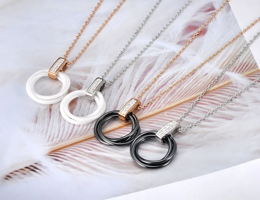 Оригинальный дизайн Титан Нержавеющая сталь черный/белый керамический кристалл