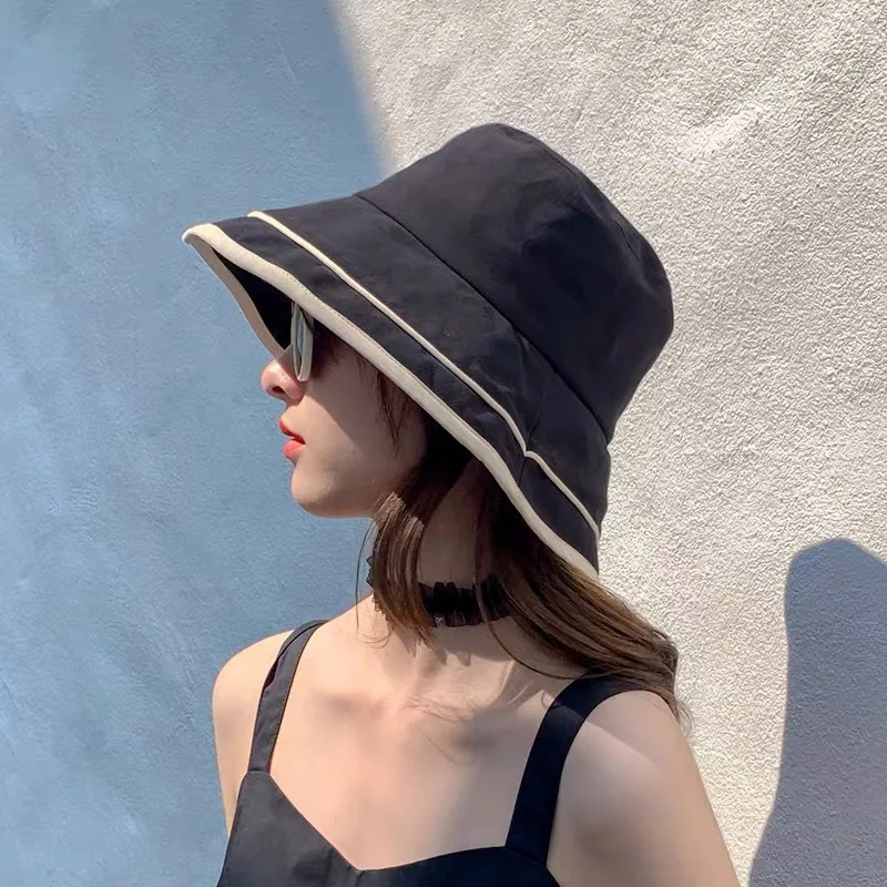 

INS Summer Big Brim Sun Hat For Women Seaside Sun Protection UV Cap Wild Fisherman Hat Korean Fashion Version 2021 Buket Hat