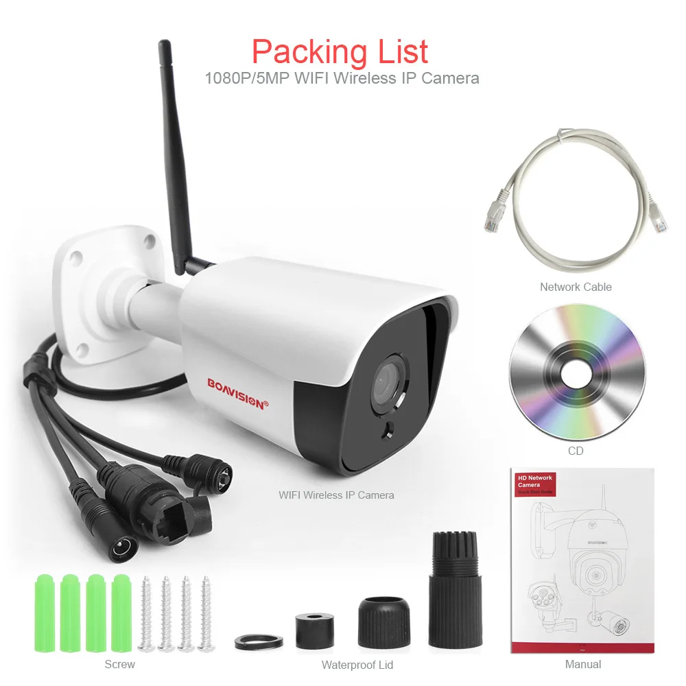 HD 5MP 1080P IP Wifi камера Bullet беспроводная камера безопасности Onvif наружная двухсторонняя аудио камера ночного видения 20 м TF слот для карт CamHi