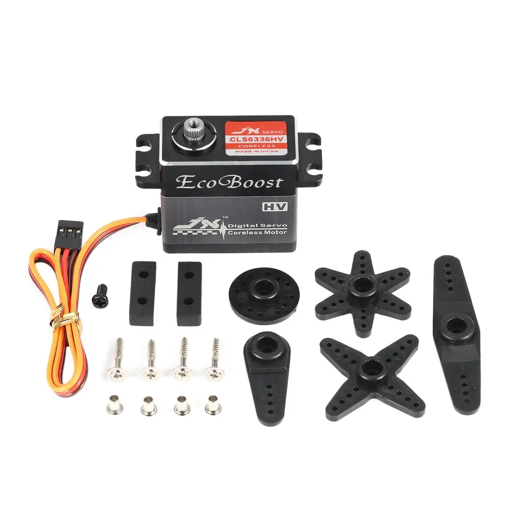 Servo Digital sin n&uacute;cleo JX CLS6336HV, engranaje de Metal de alto voltaje, 35KG, 6-7,4 V, carcasa de aluminio, para coche teledirigido 1/8 y ala fija de 2000mm-0