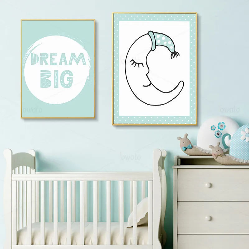 Простой плакат с мотивами Луны и облака большая Минималистичная Картина на