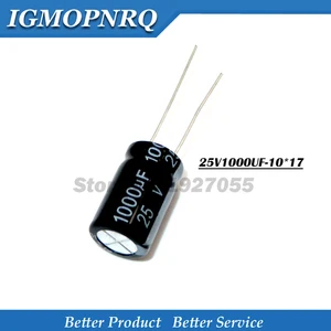 10 шт. 25V1000UF 10х17 мм 1000 мкФ 25В 17х10 1000uf25v алюминиевый электролитический конденсатор, новый
