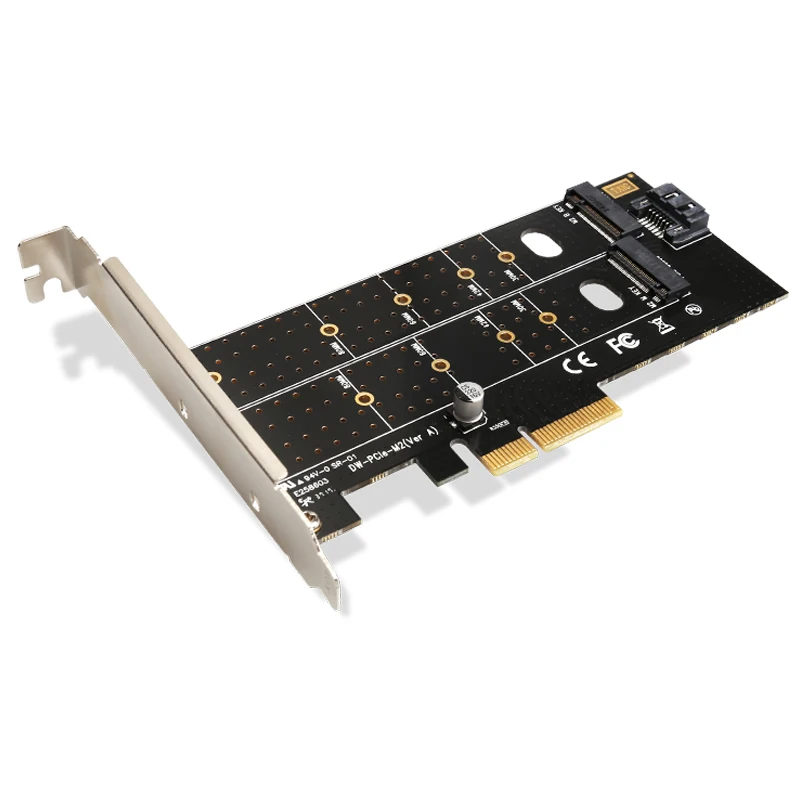 

Переходная карта PCIe на M.2 NVMe SSD NGFF, 110 мм, ключ M и B, двойной интерфейс с SATA портом, конвертер, адаптер, плата расширения для ПК