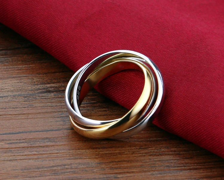 Новый Классический Стиль серебряный цвет кольцо для женщин простой три-кольцо