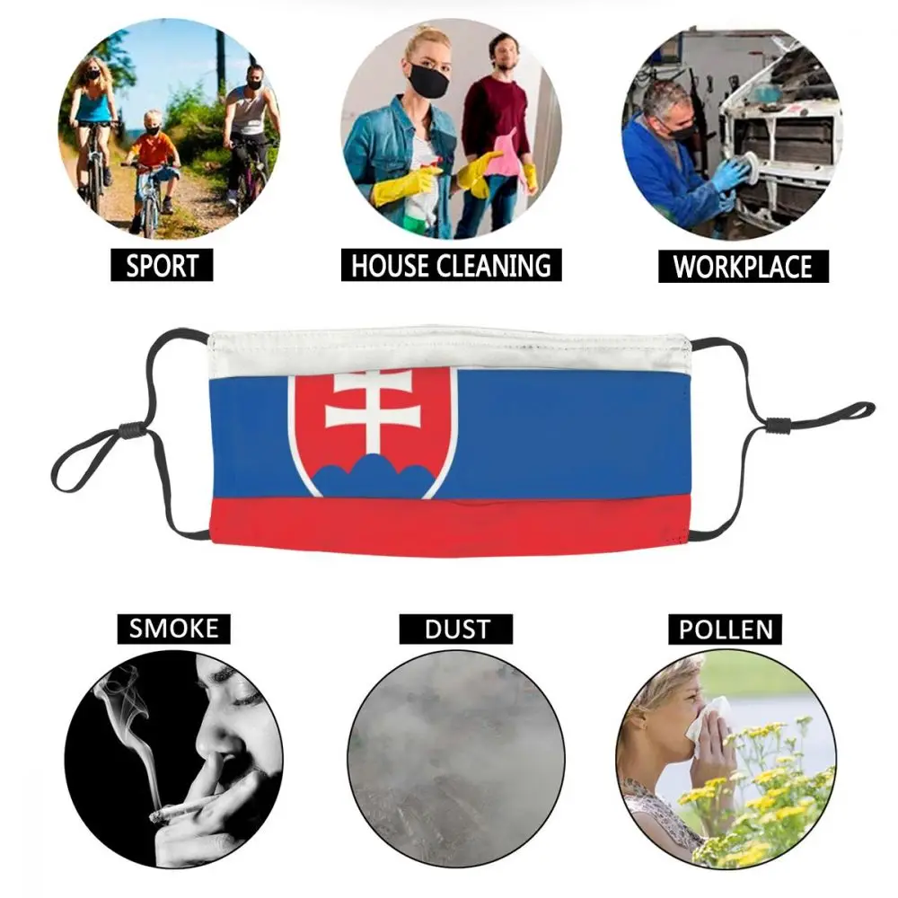 

Flag Of Slovakia Non-Disposable Unisex Adult Face Mask Slovak Republic Anti Dust Haze Protection Cover Respirator Mouth-Muffle