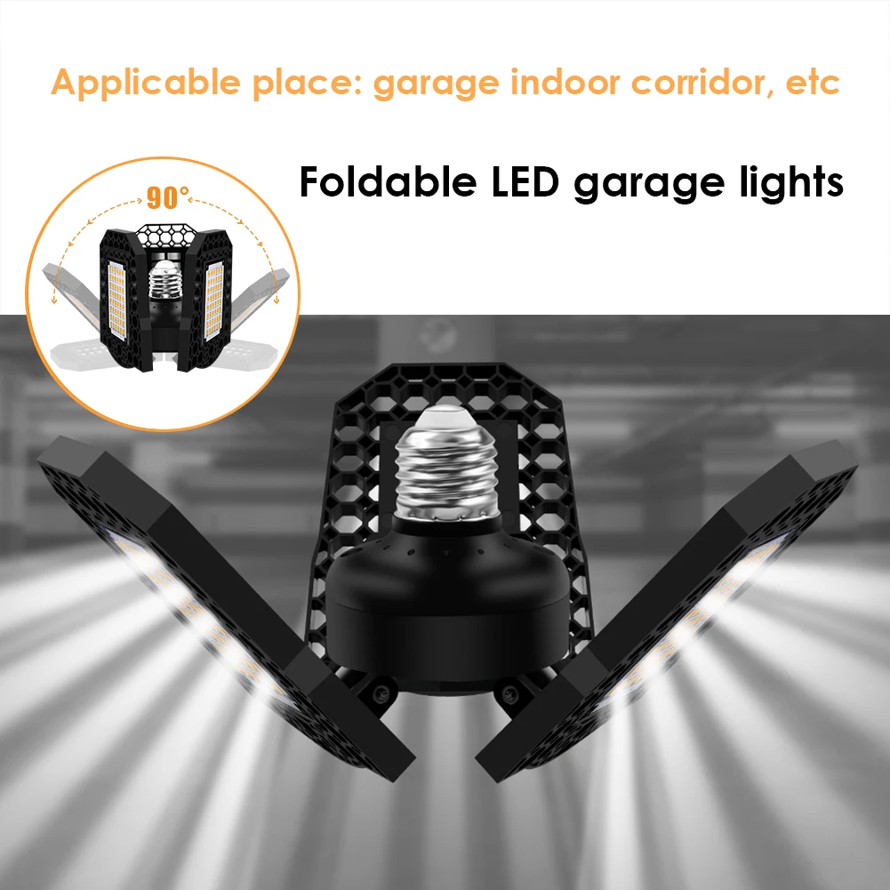 

E27 LED Garage Light Deformable Ceiling Light 85-265V Super Bright Folding Lamp Waterproof Lamp for Gymnasiums Stages Warehouses