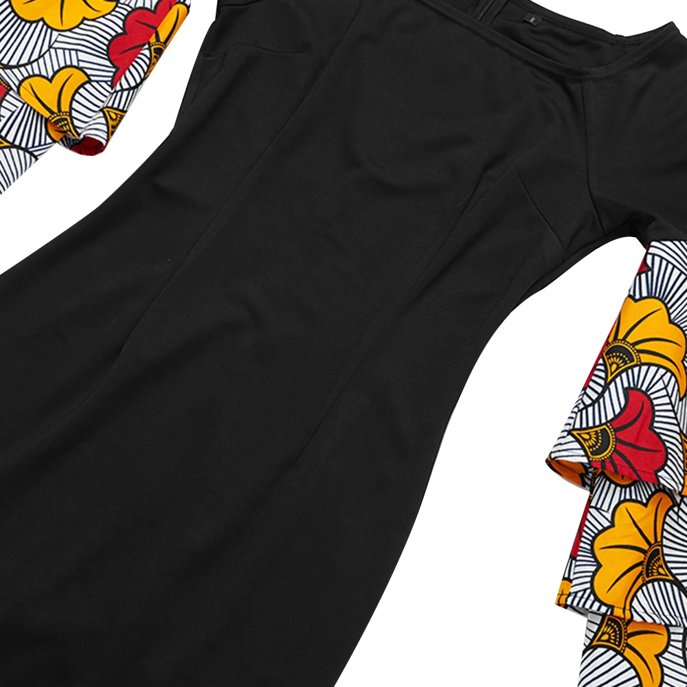 

African Dresses for Women 2021 fashion ankara Dresses black slim dress Women African fashion long sleeve dress for spring